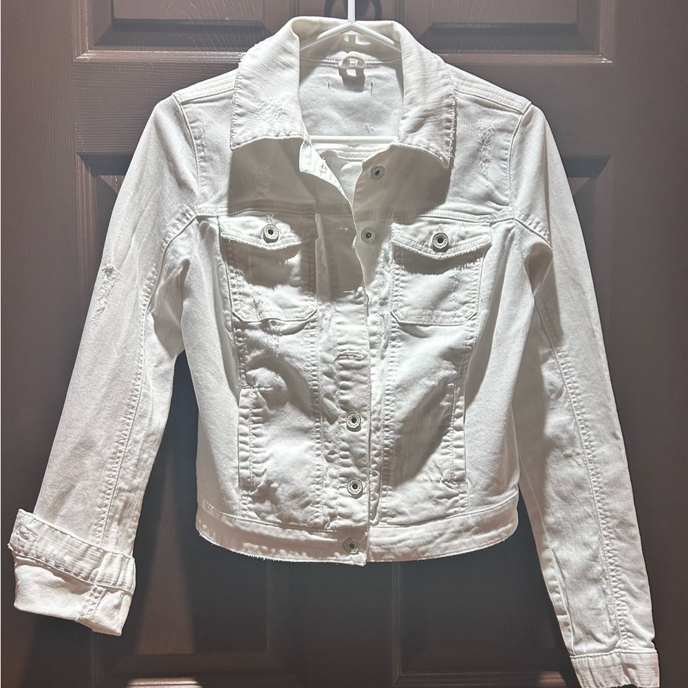 Women's Guess White  Denim Trucker Jacket